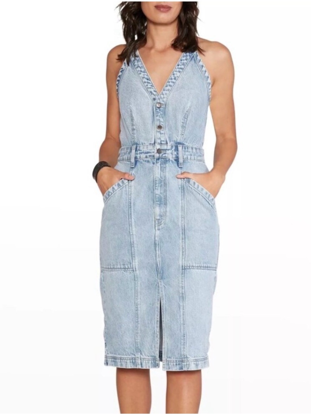 Etica Rue organic cotton denim Jean dress small s pockets beach comber ethical!